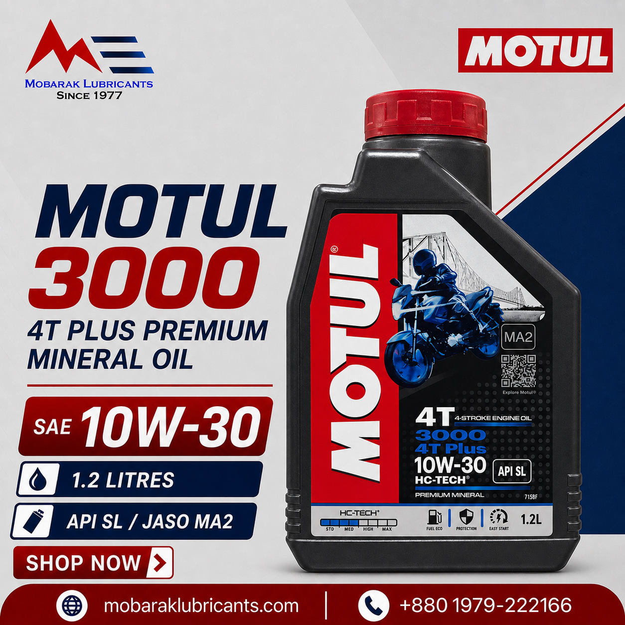 MOTUL 3000 4T MOTOR OIL 10W30